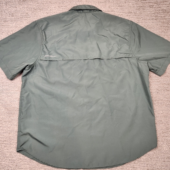 Eddie Bauer Tech Performance Short Sleeve Outdoor Fishing Vented Sage Green Hike - Picture 5 of 6
